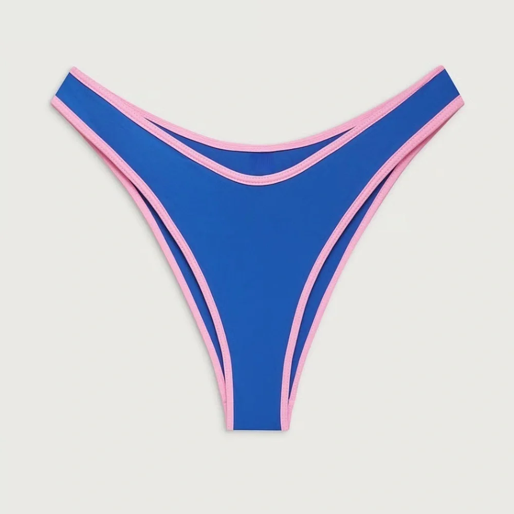 New! Frankie's Bikinis Dove Blue and Pink bikini Bottom 1085